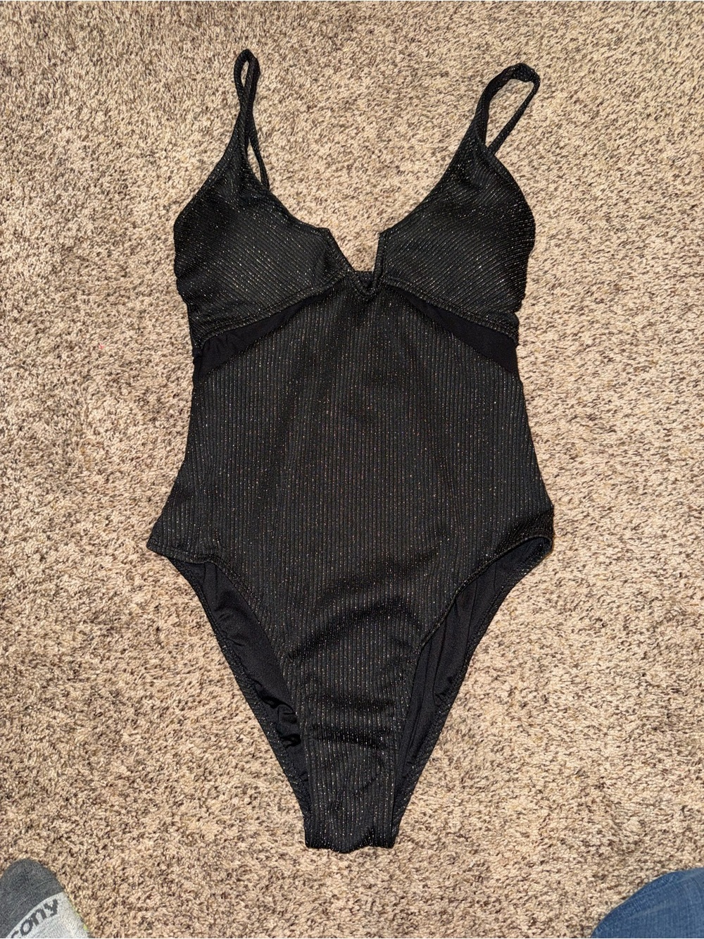 Black Shimmer CUPSHE One-Piece Swimsuit